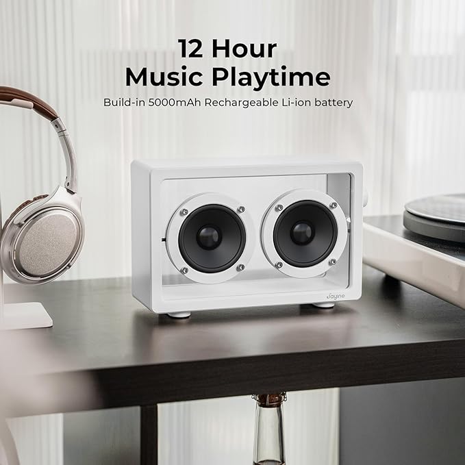 Cassette Portable Bluetooth Speaker, 16W Minimalist Speakers Bluetooth Wireless Loud, HD Powerful Sound and Wide Compatibility V5.3 for Indoor Outdoor - White