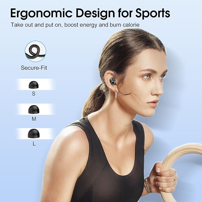 Wireless Earbuds, 2023 Bluetooth Headphones 5.3 Sport, 50H Ear buds with Earhooks, Dual LED DisplayBluetooth Earbuds, Deep Bass Stereo Noise Cancelling Headphones, IP7 Waterproof Running Earphones