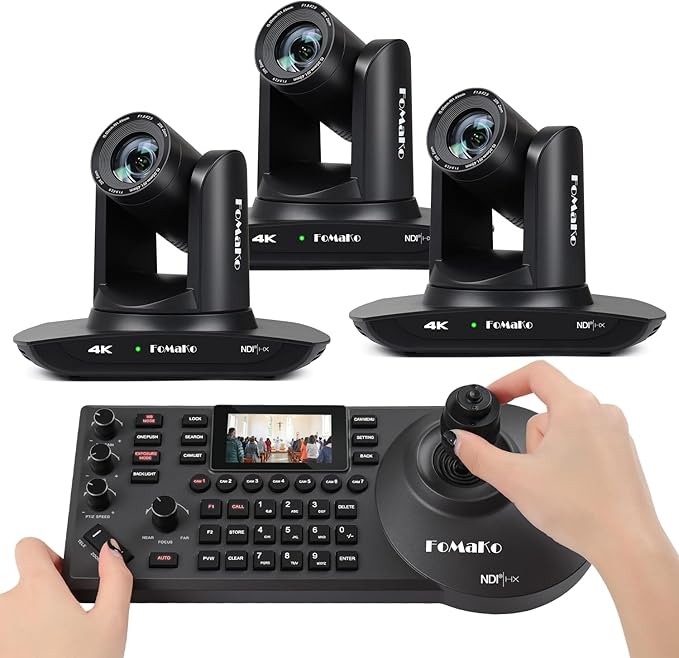 FoMaKo 4K 20X PTZ Camera HDMI AI Auto-Tracking PTZ Camera,for Church Worship Education Conference Events,NDI 6 & NDI HX3 Certified(K20UHx3+KC608 Pro)