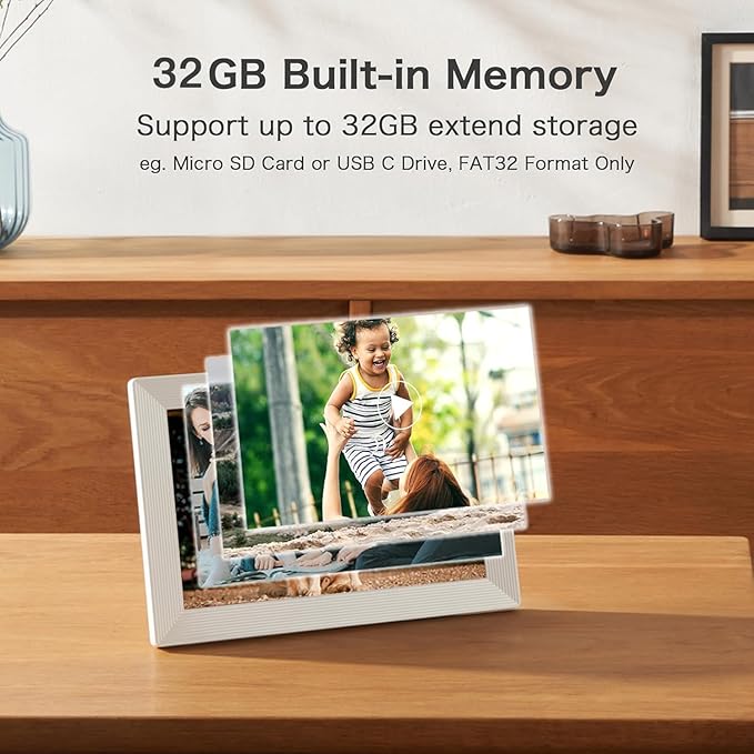 Frameo WiFi Digital Picture Frame, Birthday Gifts for Women, 10.1 Inch 1280 * 800IPS Touch Screen Digital Photo Frame, 32GB Memory, Auto-Rotate, Share Picture Video, Birthday Gift for Mom, Dad, Wife