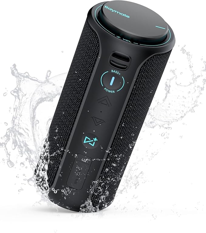 Raymate Bluetooth Speaker, IPX7 Waterproof, 30W Stereo with Deep Bass, Wireless Blue Tooth 5.3, 100Ft Range TWS Pairing, 15H Playtime, Portable Speakers with Lanyard for Party Beach Travel Gift