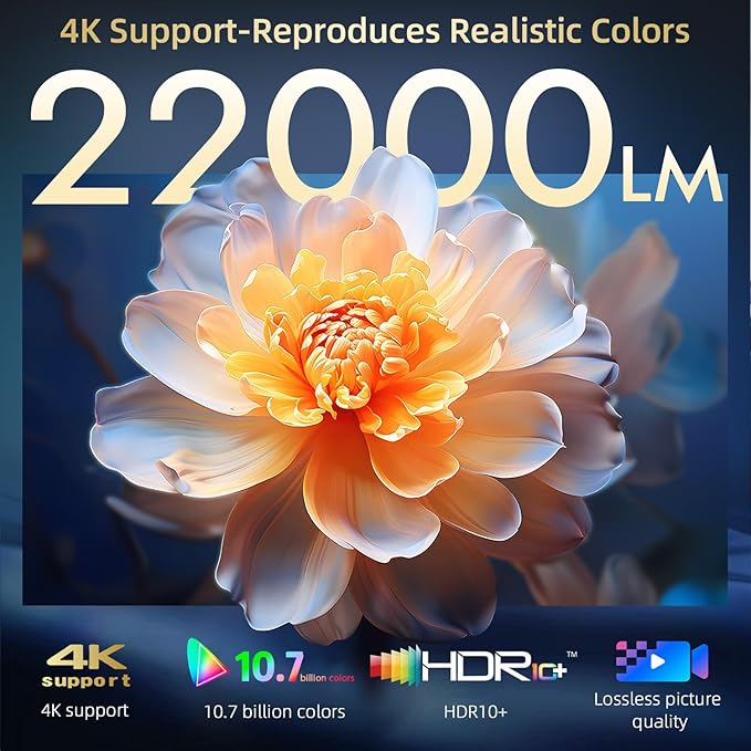 [Netflix Officially & Dolby Audio] Smart Projector with WiFi6 and Bluetooth5.3, Electric Focus & Auto Keystone 4K Support, High Brightness Movie Projectors, Native 1080P Proyector Built-in Apps