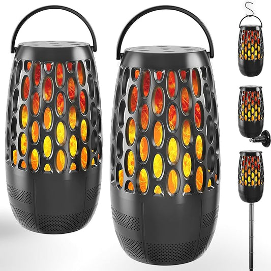 Upgraded Outdoor Bluetooth Speakers Patio with LED Lights – IPX6 Waterproof, Multi-Sync Up to 100 Speakers, Auto-Pairing, 3 Lighting Modes, Portable Patio & Garden Speaker, Ideal Gift for Men, Women