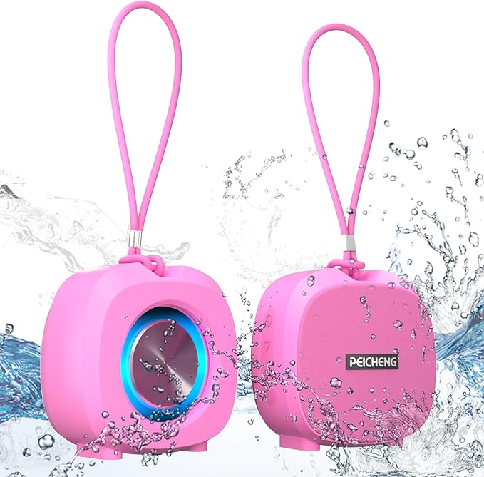 Speaker, Small Portable Bluetooth Wireless IPX5 Waterproof Shower Speaker,Loud Stereo Sound Deep Bass,TWS Paire, RGB Lights,Long Playtime for Outdoor Party, Great Gift,1PC(Pink)