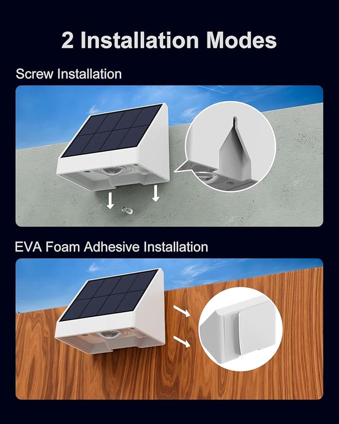 12 Pack Color Changing Solar Powered Fence Lights Outdoor Landscape LED Waterproof Yard Lighting for Outside Wall, Deck, House Patio, Railing, Porch, Step, 8 Colores, Easy Installation ( White Shell )