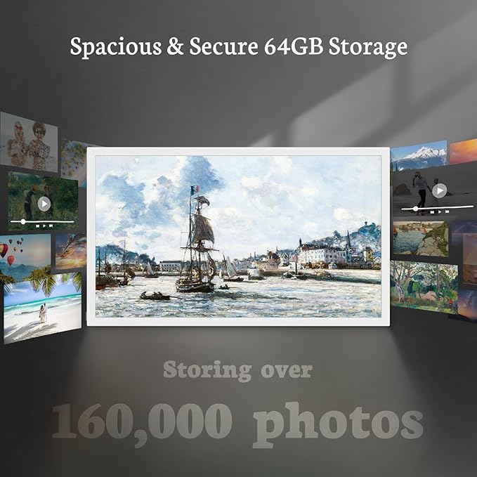 BSIMB Large Digital Picture Frame 21.5 Inch, 64GB Touchscreen 1920x1080 FHD WiFi Digital Photo Frame Electronic Remote Control, Share Pictures/Videos via App/USB/SD Easy Setup Gifts for Mom, White