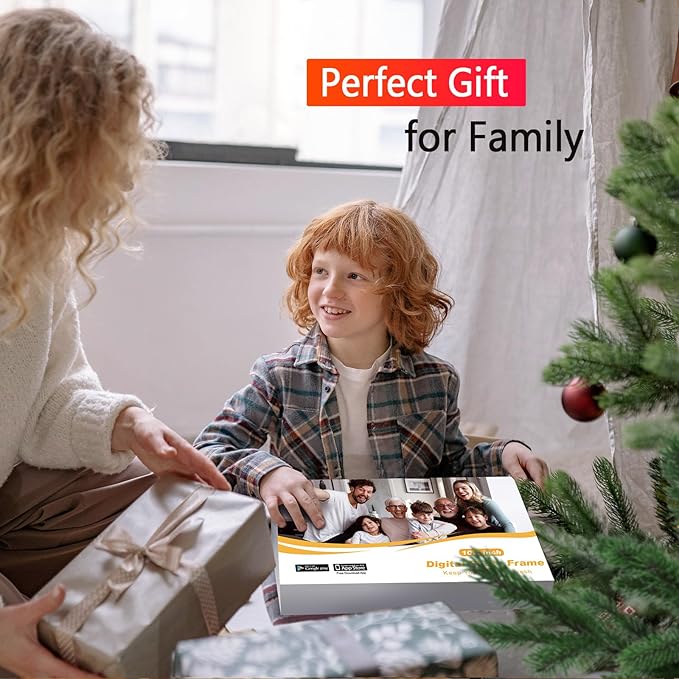 Canupdog WiFi Digital Picture Frame 10.1 Inch, IPS Touch Screen Smart Cloud Digital Photo Frame with 16GB Storage, Wall Mountable, Auto-Rotate, Share Photos from Anywhere Via App