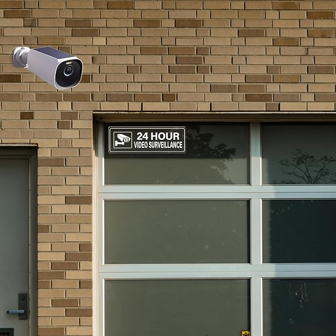 Video Surveillance Sticker Vinyl 6 x 2 Inch 24 Hour CCTV Camera Warning Security Decal for Window Door Business 10 Pack