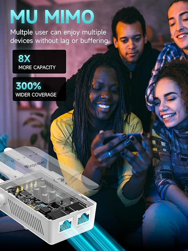 2025 New WiFi Extender Signal Booster, Long Range Wireless Internet Repeater for Home, WiFi Repeater Wireless Routers Signal Amplifier with Ethernet Port, Mesh WiFi 10X Faster Access Point, Easy Setup