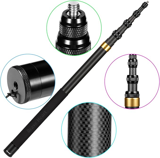 118"/3.0m Extended Long Invisible Carbon Fiber Selfie Stick for Insta360 x5 x4 Insta 360 x5 x4 x3 x2 x one rs Cameras Accessories (Yellow)