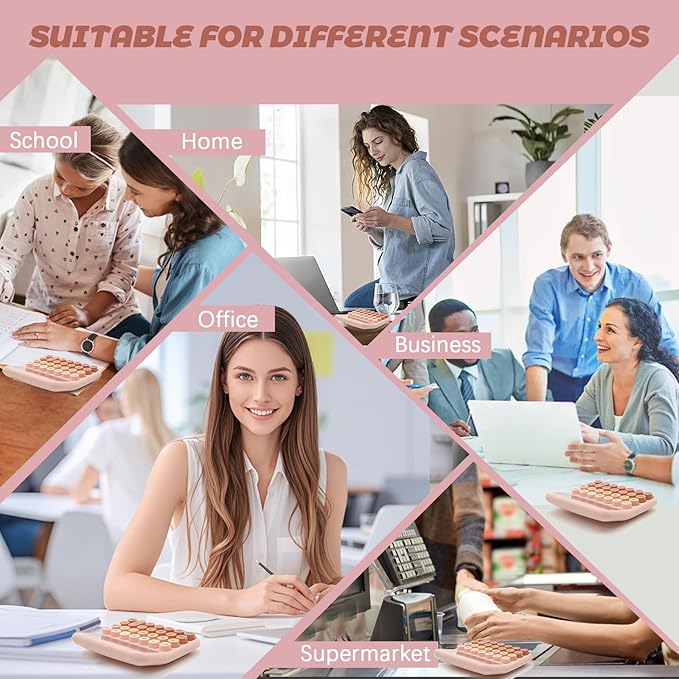 Pink Brown Calculator, Big Button Calculator with Large LCD Display, Pink Office Desk Accessory for Offices, Schools, Homes and Businesses