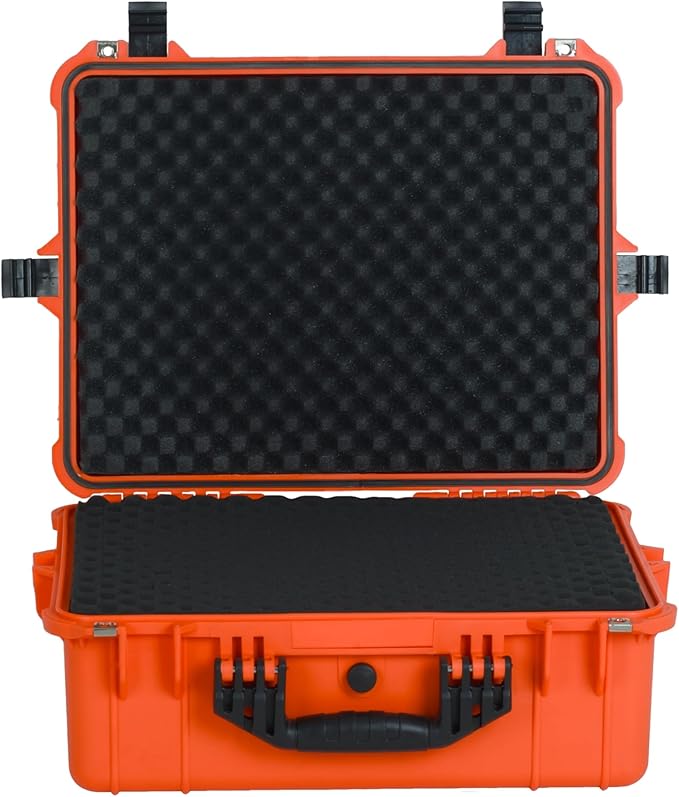MEIJIA Portable All Weather Waterproof Protective Hard Case,Compact Camera Case with Customizable Fit Foam,Fit Use of Drones,Camera,Equipments, 20.62 x16.85x8.11inches(Orange)