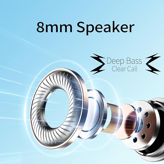 Wireless Earbuds in-Ear Headphones Bluetooth 5.3 with Built-in Mics Deep Bass Clear Call Ultralight Headsets Up to 60H Play Time for Studying Workout Gaming Orange