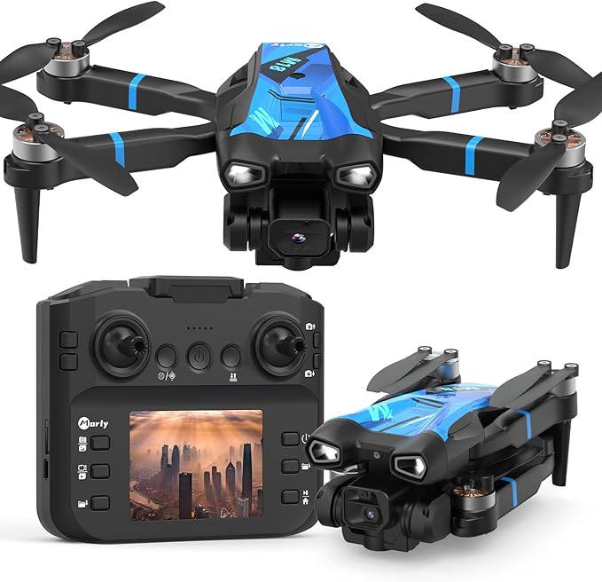 M18LCD FPV Drone with 1080P Camera Brushless Motor Optical Flow Positioning Headless Mode One Key Takeoff/Landing RC Quadcopter for Adults