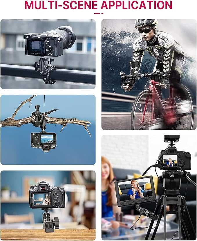 ULANZI Super Clamp Camera Clamp Mount Monitor 360° Ballhead Magic Arm Double Ball Head Adapter with 1/4"-20 & 3/8"-16 Thread for Canon Nikon DSLR Camera/Gopro/LED Lights/Ronin-M/Ronin MX/Freefly MOVI