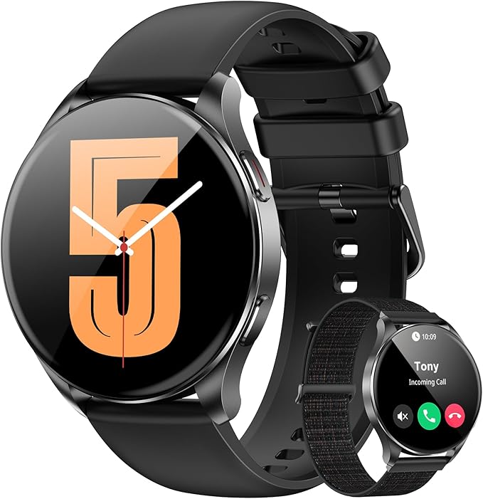 Blackview Smart Watch for Women Men (Make/Answer Calls),1.43''AMOLED Touchscreen Fitness Tracker with 100+ Sports Modes, Heart Rate/SpO2/Sleep Monitor/2 Straps, Smartwatch for iPhone & Android