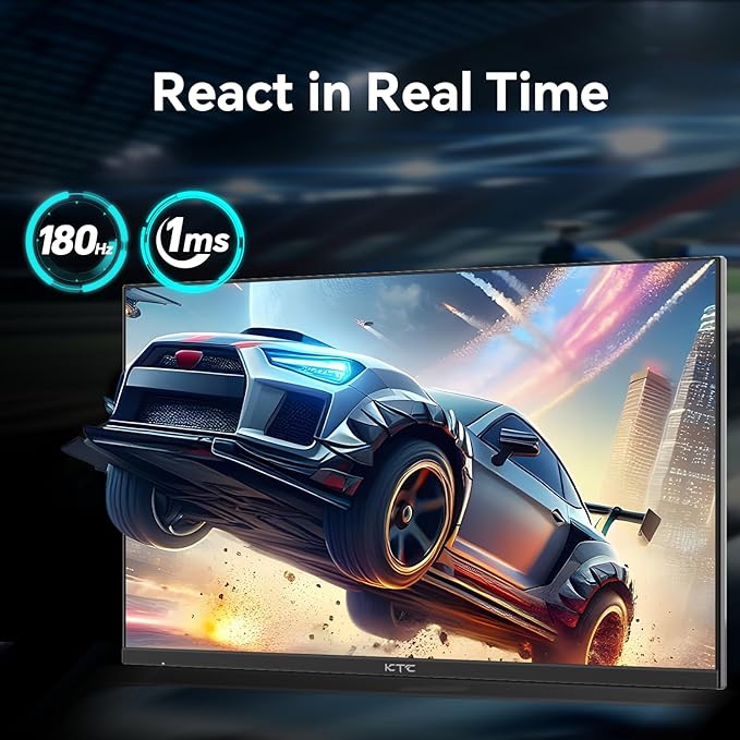 KTC 24" Gaming Monitor 180Hz 144hz Monitor QHD(2560x1440p) l Up to 1MS | Fast IPS Monitor |122% SRGB | 2X DP & 2X HDM| Tilt Xbox PS5 Switch|100×100mm VESA Compatible