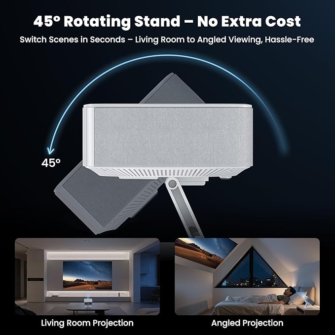 [Netflix-Licensed/1500ANSI] Smart Outdoor Projector: NICPOW 4K Projector with Wifi and Bluetooth, Built-in Apps, Auto Focus & Keystone, Portable Proyector for Home & Outdoor Use, White