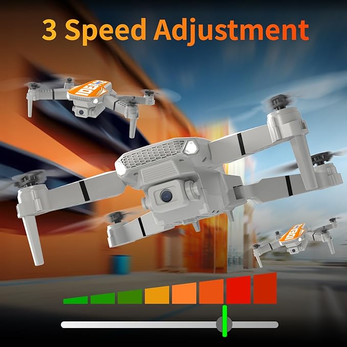 LE-IDEA Mini Drone with Camera 1080P, IDEA12 FPV Foldable Drone for Adults, 270° Obstacle Avoidance, One-Key Take Off/Landing, Headless Mode, 3 Speed Adjustment, RC Quadcopter for Beginners (Orange)