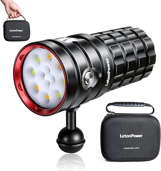 Turbo S Pro Dive Light, 13000Lumens 100m Underwater Video Light,Diving Flashlight,Waterproof Flashlight with Type-C Charging for Professional Under Water Sports