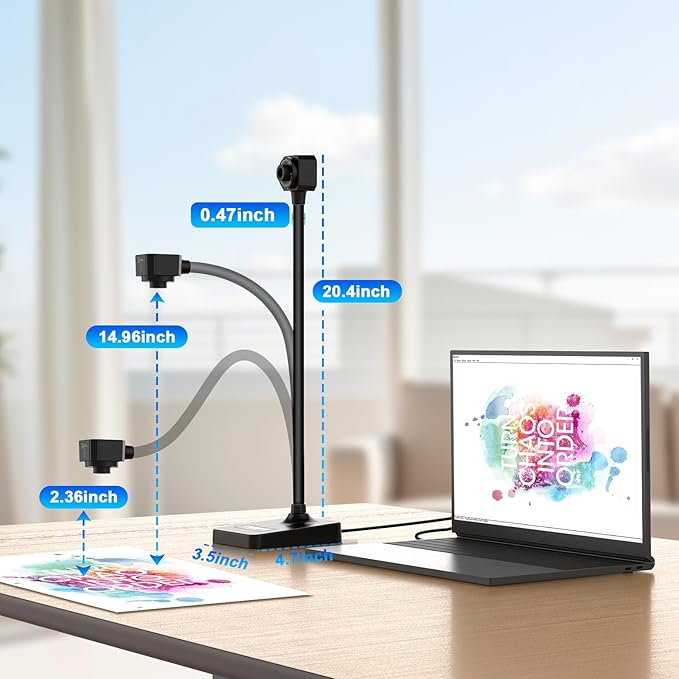 AlKOR USB Document Camera for Teaching & Distance Learning,Manual Focus Webcam with Mic, Foldable Design for Mac/Windows/Chromebook-Online Classes, Web Conferencing & Live Demos,Remote Work