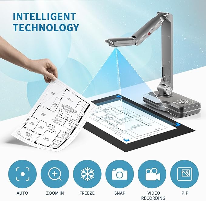 JOYUSING V500-4k VGA/HDMI/USB Three Mode 13MP Document Camera, OCR for Windows, Compatible with Real-time Projection, Web Conferencing, Distance Learning, Remote Teaching - Mac, Windows, Chromebook