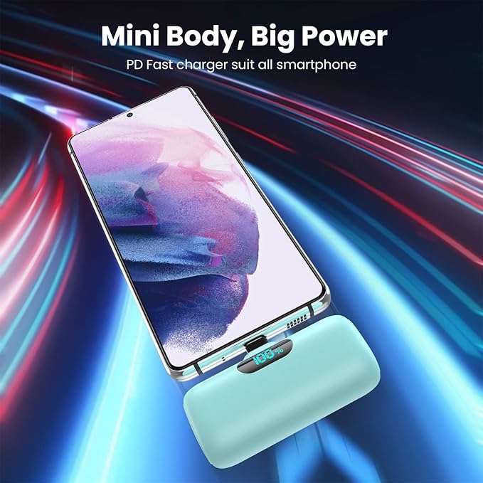 [2-Pack] Mini Portable Charger 5000mAh Power Bank,3A PD USB C Cell Phone Portable Power, LCD Display Battery Pack Compatible with iPhone 16/15/15 plus/15 pro/15 pro Max/Android/Samsung/Moto/LG etc