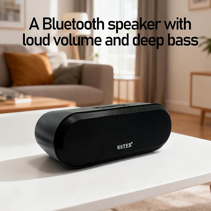 Portable Bluetooth Speaker with HD Stereo Sound, TWS Pairing, Type-C Charging, Wireless Party Bluetooth Speaker for Beach, Gatherings, and Travel (Black)