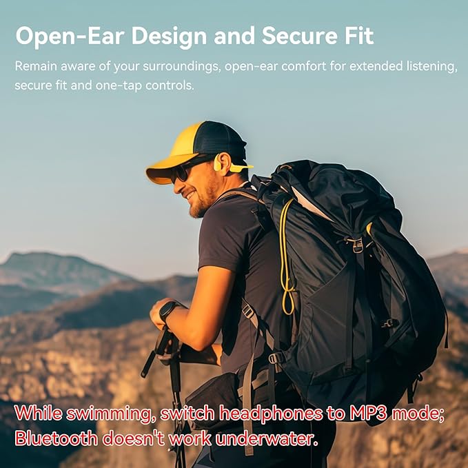 Swimming Headphones IP68 Waterproof, Open Ear Bone Conduction Headphones Bluetooth 5.4 with 32GB MP3 Player, Secure Comfort Underwater Swim Earbuds for Jogging Cycling Fitness-SurfAudio(Green)