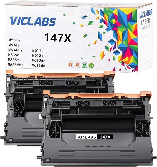 147X W1470X Toner Cartridge(with chip) Replacement for HP Laser Jet Enterprise M634h M634z M634dn M635h M635z M635fht M611x M612x M610dn M611dn Printer (2-Pack)