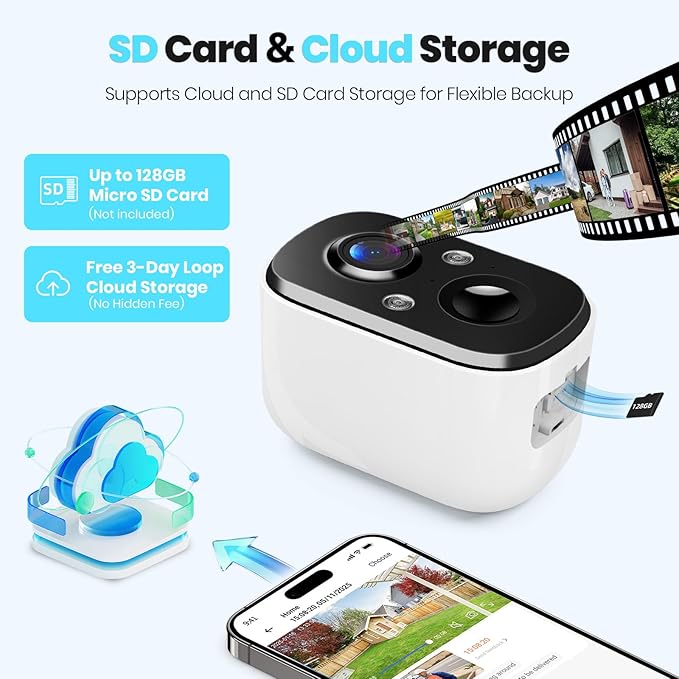 Techage Security Cameras Wireless Outdoor, 2K Solar Powered WiFi Cameras for Home Security with AI Motion Detection, Color Night Vision, 2-Way Talk, IP66 Waterproof, Cloud/SD Storage