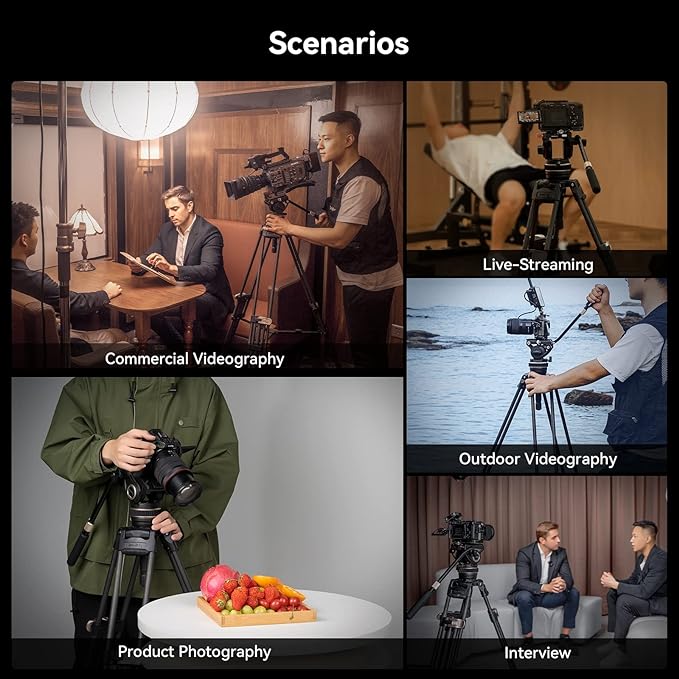 SmallRig FreeBlazer Heavy-Duty Carbon Fiber Tripod, 72" Video Bowl Tripod with One-Step Locking System, Load up to 55 lbs, for Camera, Camcorder-4167