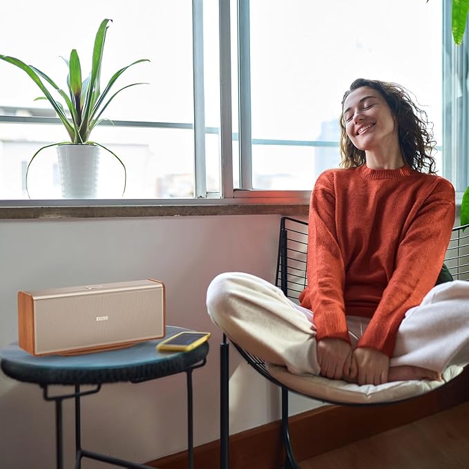 DOSS SoundBox Ultra Bluetooth Speaker with 2.1 Channel Audio, 80W Superior Sound with Deep Bass, Two DSP Technologies, 18H Playtime, BT 5.3, Wireless for Home, Office, Room-Black