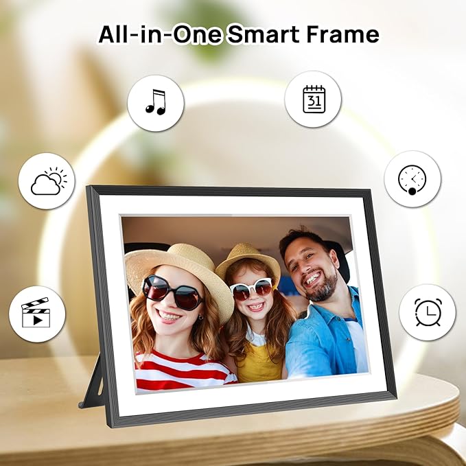 SSAWiFiFrame 10.1 Inch Smart WiFi Digital Photo Frame 1280x800 IPS LCD Touch Screen, Auto-Rotate, 32GB Storage, Share Moments Instantly via App or Email from Anywhere, Music, Calendar, Weather, Clock
