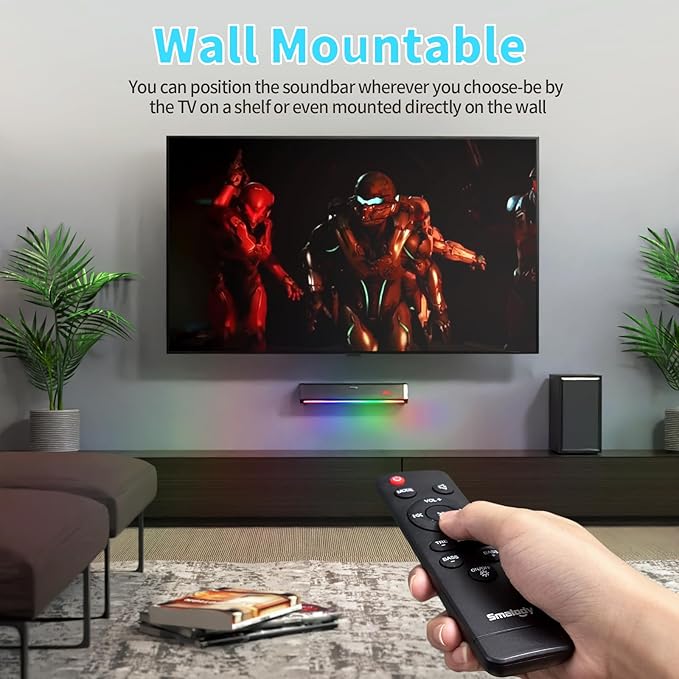 TV Speakers, Home Theater Speaker Wireless Audio Soundbar TV Speaker + Bass Subwoofer Wired Connect, Bluetooth Enabled/Optical/AUX/COAXIAL Inputs with Remote Control