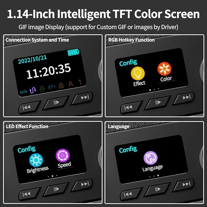 DAIDAI×AJAZZ AK35I V3 Full Size Hot Swap Mechanical Gaming Keyboard with Screen & Knob 2.4G/BT/USB-C Gasket Keyboard FR4 Plate 8000mAh Battery South Facing LED RGB (Avocado Axis)