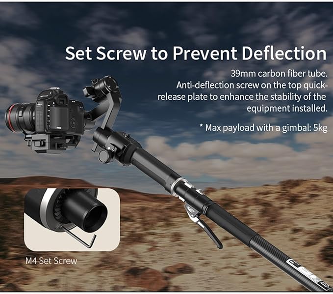 YC Onion Pineta Pro Carbon Fiber Monopod with Pedal Base, Light Stand Lightweight Travel Monopod with Quick Release Plate for Sony Canon Nikon DSLR Cameras, Gimbal and etc Max Load 11lb/5Kg