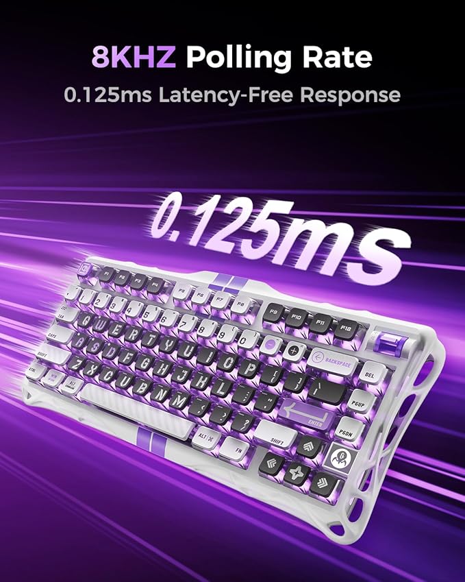 GravaStar Mercury V75 HE Keyboard – 75% Hall‑Effect Magnetic‑Switch Gaming Keyboard, 79‑Key, 8000 Hz Polling, 0.005RT, Wired USB-C, RGB Backlit, Adjustable Actuation, Semi‑Aluminum Chassis -Mecha Gray