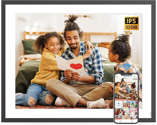 Large Digital Picture Frame 17" Digital Photo Frame - 1280x 960 IPS Touch Screen, Motion Sensor, Auto-Rotate, Wall Mounted, Share Photos/Videos via App Email, Free Cloud, for Mom Dad