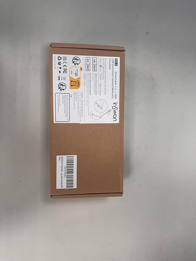 INSWAN INS-3 Handheld Webcam/USB Document Camera for Classroom, Built-in Mic, Light, Auto Focus, Windows, Mac OS, iPad OS, Chromebook for Close-up Demo, Distance Learning, Web Conferencing, IWBs