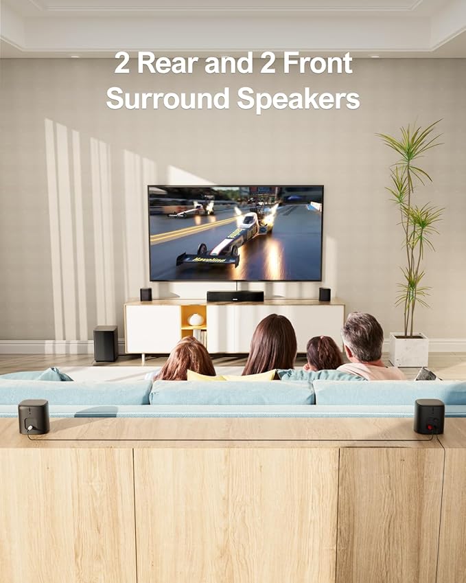 ULTIMEA 7.1ch Sound Bar with Subwoofer, Virtual Surround Sound System for TV, Sound Bar for Smart TV with 4 Surround Speakers, Peak Power 330W, TV Soundbar with App Control, Opt/AUX/BT, Aura A40