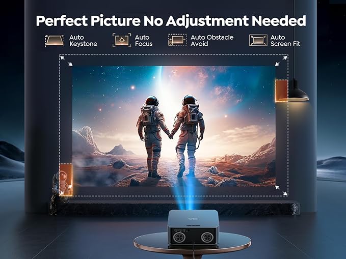 [1500 ANSI/Netflix-Licensed/36W Dolby Audio] Smart-Projector with WiFi 6 and 2-Way Bluetooth, Auto Focus & Keystone, TOPTRO X9 4K Supported Outdoor Movie Projector, Gray