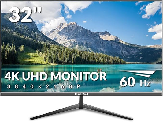 32" 4K UHD Computer Monitor – 3840×2160p, 100% sRGB, 178° Viewing Angle, HDMI & DisplayPort, VESA 100x100mm, Black