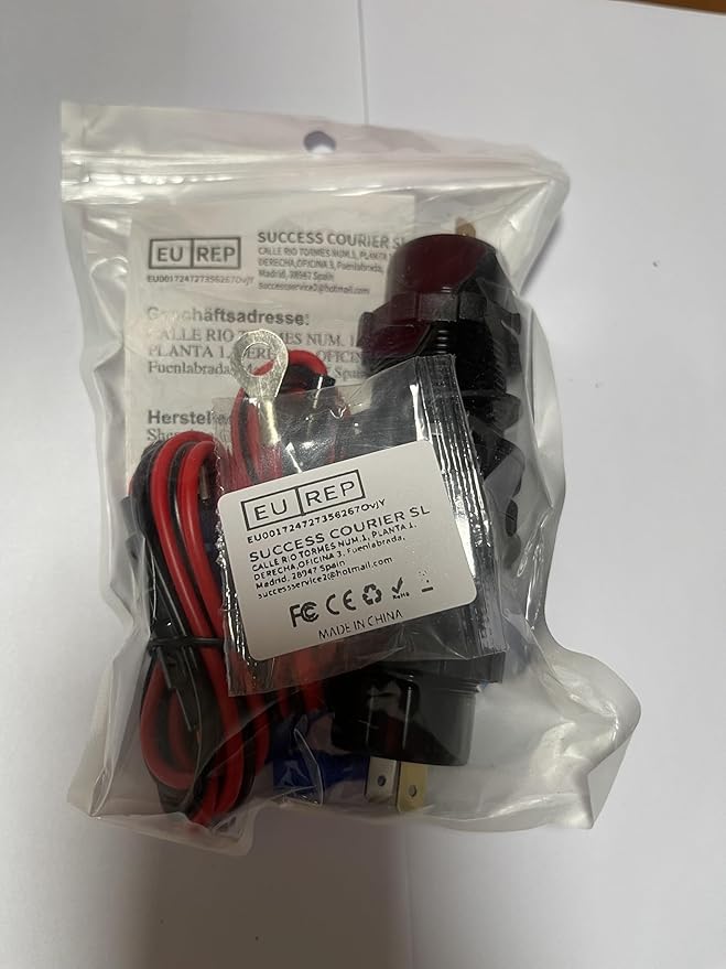 2 PACK 12V USB Car Socket Round USB C 12V Outlet, 3-Port Marine Fast Charger Waterproof Cigarette Outlet Replacement Aluminum with Switch and Voltmeter, Suitable for Boat Golf Cart RV Motorcycle