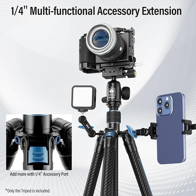 SIRUI 60" Carbon Fiber Tripod for Camera with 360° Panoramic Ball Head, Arca QR Plate, Compact Lightweight 2.1lbs Travel Tripod for DSLR Video Camcorder, Max Load 10kg, Traveler X-III