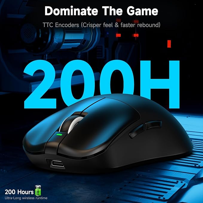 VGN F1 Pro Max Wireless Gaming Mouse - 55g Ultralight - 26000 Adjustable DPI - 1000Hz Polling Rate - 200h Battery - Wireless & Wired Mode - 6 Programmable Buttons - Professional Grade - USB-C - Black