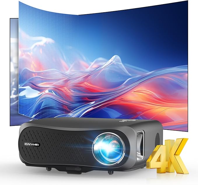 1250 ANSI Smart 4K Daytime Projector with WiFi Bluetooth 2 HDMI ARC Apps Auto Focus Zoom Ceiling Proyector Audio Out for Daylight Home Theater Laptop Phone PC TV Movie Gaming Presentation Living Room
