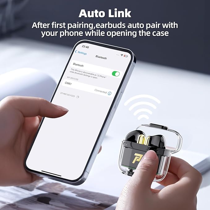 Promise Wireless Earbuds Bluetooth5.3 Earphones,40Hrs Play, ENC Noise Cancelling Mic,13mm Deep Bass,Remote Control for TikTok,YouTube Shorts Like,Smart Phone Laptop Computer Sports Headphones(Black)