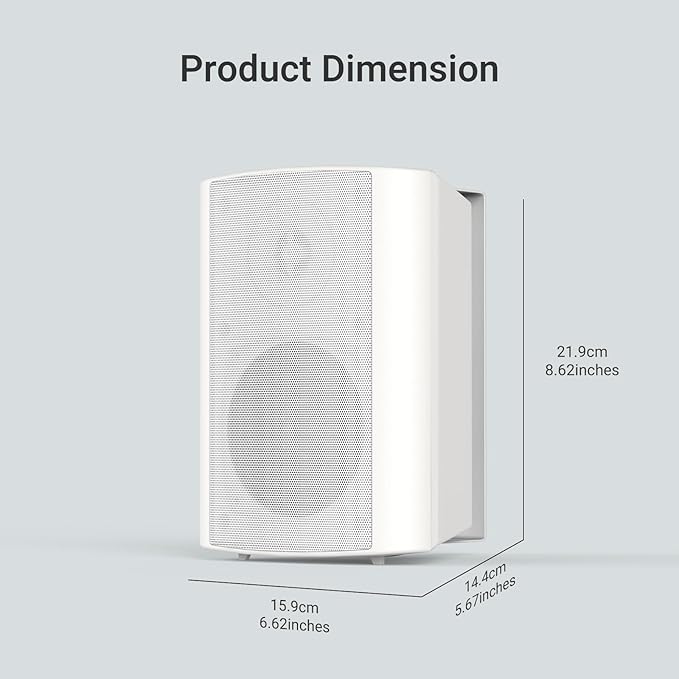 Herdio 4 Inch 200 Watt Outdoor Indoor Bluetooth Speakers,Wall Mount Waterproof Wired for Patio,Deck,Yard,Garage(White)