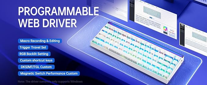 x Aula Hero 68 He 60% Gaming Keyboard Wired Keyboard RGB Backlit Hot Swappable Custom Computer Keyboards Hall Effect Magnetic Switch,Rapid Trigger Mode, 8K Hz Polling Rate, 0.125ms Latency